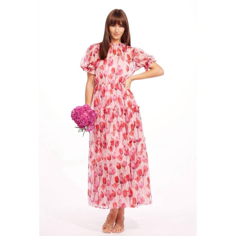 NEW EVA FRANCO alder maxi dress in tickle me tulip